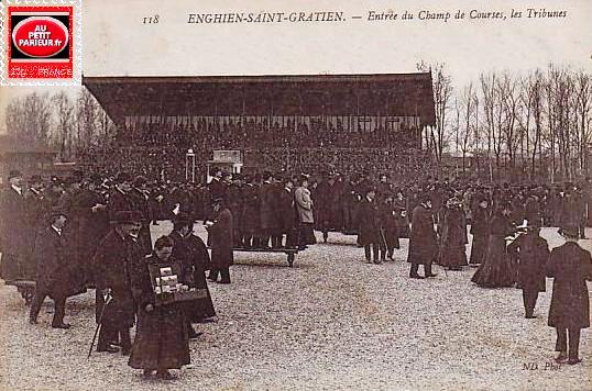 Enghien, entrée du champ de courses, les tribunes.